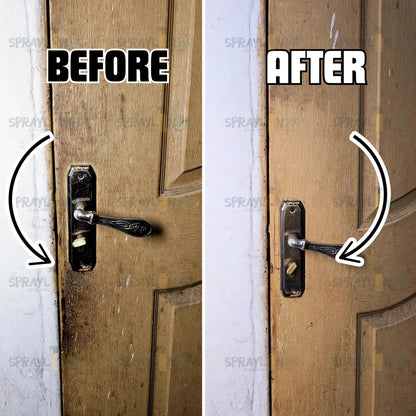 Before and After results of WoodCrest wood cleaner. Revitalized wooden drawer surface with enhanced natural look and stains removed effectively.